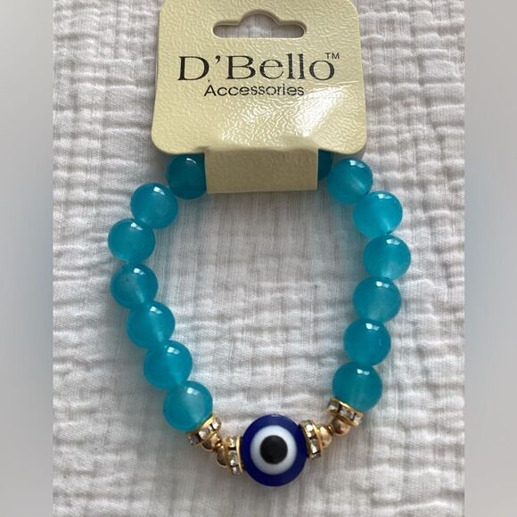 NWT stretch bracelet aqua blue beads, protection - Picture 2 of 4